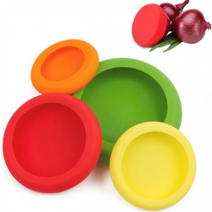 Set de 4 capace pentru depozitarea alimentelor FEIGO, silicon, multicolor