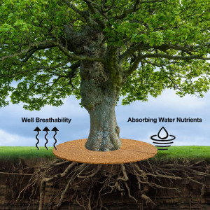 Set de 4 discuri de protectie pentru ghivecile de plante Hydrogarden, nuca de cocos, natur,60 cm
