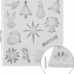 Set de 4 forme pentru bomboane de Craciun Qpout, silicon, alb
