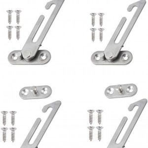 Set de 4 limitatoare de ferestre JZK, otel inoxidabil, argintiu, 8,5 x 4,8 cm