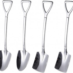 Set de 4 lingurite pentru fructe HEIGOO, otel inoxidabil, argintiu, 15,5 cm