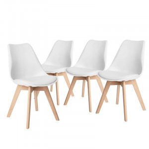 Set de 4 scaune tapitate Kaitlin, maro/alb, 82 x 42,5 x 46,5 cm