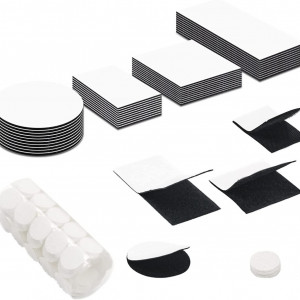 Set de 40 benzi autoadezive si 60 puncte velcro Chornow, nailon, alb/negru