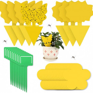 Set de 40 capcane pentru muste SUNSK, plastic, galben/verde