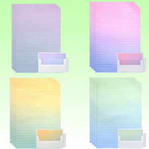 Set de 48 coli de scris si 24 de plicuri pentru scrisori N/A, hartie, multicolor, 14,3 x 21 cm/ 17,4 x 8,7 cm