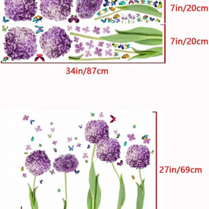 Set de 5 foi cu autocolante de perete cu flori AnFigure, vinil, multicolor, 94.4 x 69.2 cm
