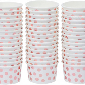 Set de 50 cupe pentru inghetata BLUE PANDA, hartie, alb/rose, 240 ml