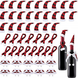 Set de 50 ornamente pentru sticlele de vin de Craciun Nuenen, textil, rosu/alb/negru
