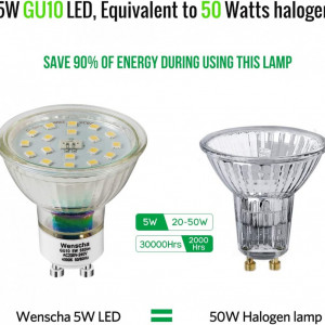 Set de 6 becuri Wenscha, LED, metal/plastic, alb, GU10, 5W, 4000 K