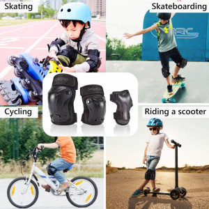Set de 6 protectii pentru ciclism/patinaj Wildken, plastic/poliester, negru, L, 70-100 kg