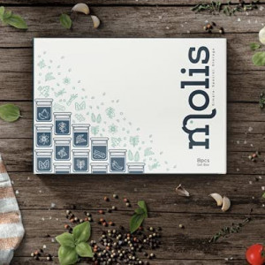 Set de 8 borcane pentru condimente Molis®, sticla/bambus, transparent /natur, 8,5 x 6,5 cm
