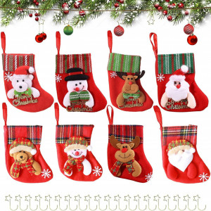 Set de 8 ciorapi pentru Craciun Fantsccy, multicolor, textil, 16 x 12 cm