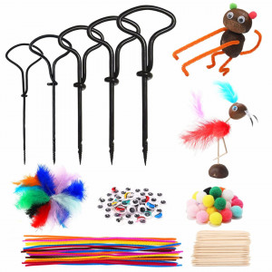 Set de foraj castane cu accesorii de creatie pentru copii FYOJAIC, multicolor, metal/textil