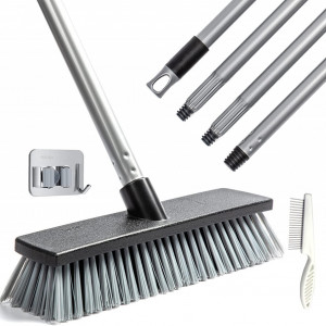 Set de matura cu perie de curatare CHOREASY, plastic/otel inoxidabil, gri, 130 cm / 30 cm