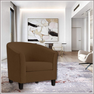 Set de o husa pentru sezut si una pentru fotoliu SHILV HOME, poliester/elastan, cafeniu, 72 x 69 x 53,5 cm