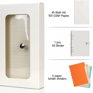 Set de planificator cu dosar A5, 5 separatoare si 100 coli hartie FYY, PVC, multicolor, 23,8 cm x 18,6
