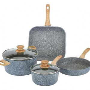 Set de vase de gatit Pierre Gourmet cu maner de lemn, 6 piese