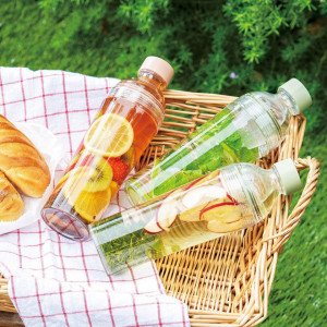Sticla pentru ceai Hario, silicon, transparent/roz fumuriu, 400 ml,