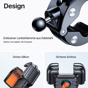 Suport telefon pentru bicicleta Andobil, metal/plastic, negru/portocaliu, 9 x 18 x 3 cm