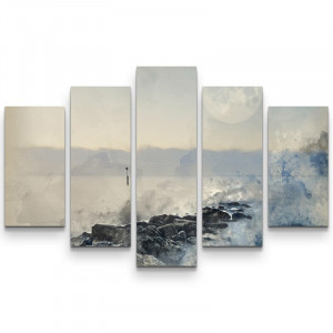 Tablou East Urban Home, 5 piese, gri/antracit, 100 x 160 x 3 cm