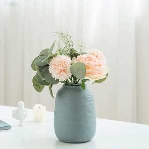 Vaza rotunda pentru flori Hewory, ceramica, gri, 14.5X10cm