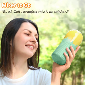 Blender portabil pentru suc proaspat Feekaa, plastic/otel inoxidabil, verde, 30 W, 300 ml