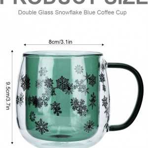 Cana cu perete dublu Jodsen, sticla, transparent/negru/verde, 7 x 9,5 x 8 cm, 200 ml