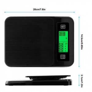 Cantar de bucatarie digital cu afisaj LCD si senzor de temperatura Luckits, USB, plastic, negru, 20 x 14.5 x 3.1 cm
