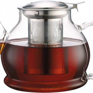 Ceainic cu infuzer detasabil TOYO HOFU, sticla borosilicata/otel inoxidabil, transparent/argintiu, 1100 ml, 12,8 x 12,6 cm
