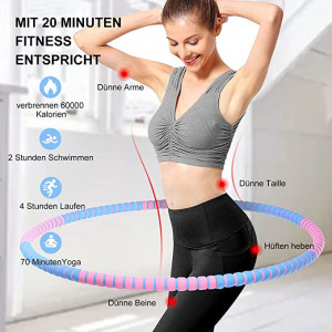 Cerc pentru fitness/masaj Wiseten, metal/spuma, roz/albastru, 8 segmente, 90 cm