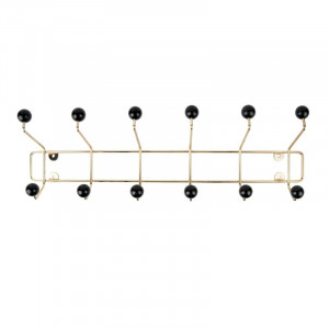 Cuier de perete Saturnus, metal, auriu/negru, 15 x 53,5 x 14 cm