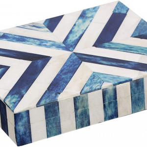 Cutie pentru bijuterii Artizanat Home, lemn/MDF, alb/albastru, 17,7 x 10 x 2,5 cm