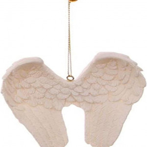 Decoratiune suspendata aripi de inger Puckator, lemn, alb