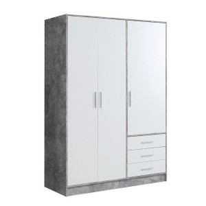 Dressing Shoaf din MDF, alb mat / gri, 200 x 144 cm