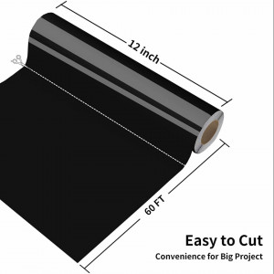 Folie de transfer pentru vinil Huaxing, negru lucios, 30,5 x 180 cm