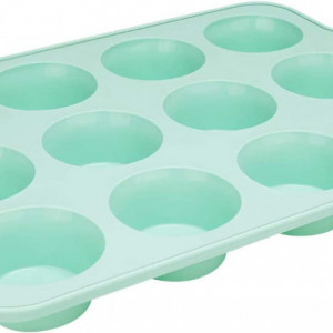 Forma pentru copt briose Aschef, silicon, turcoaz, 34 x 22,8 x 3 cm