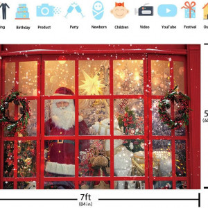 Fundal de Craciun pentru vitrine Wangrj, vinil, multicolor, 210 x 150 cm