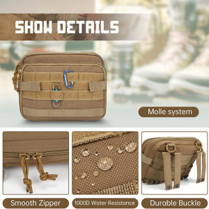 Geanta pentru accesoriile de prim ajutor UBORSE, nailon, maro deschis, 24 x 7 x 18 cm