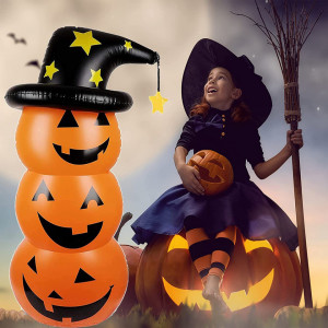 Jucarie gonflabila de Halloween LEOHOME, dovleac, PVC, portocaliu/negru, 140 x 60 cm