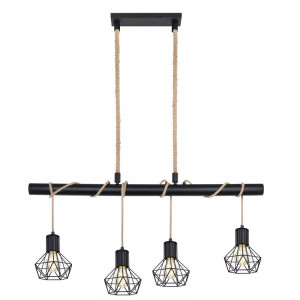 Lustra tip pendul Cuthbertson, metal, negru/bej, 5 x 15 x 120 cm