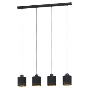 Lustra tip pendul Esteperra III, metal/textil, neagra, 94 x 110 x 16 cm