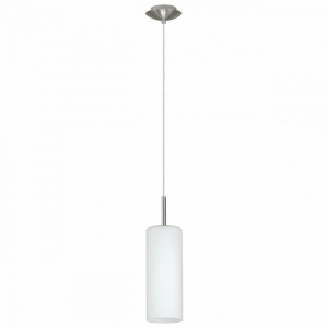 Lustra tip pendul Troy Elegance I, metal/sticla, alba, 10,5 x 110 cm, 60w
