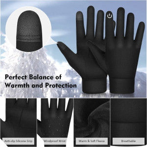 Manusi de ciclism cu ecran tactil Atarni, spandex/microfibra/silicon, negru, M