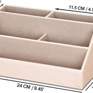 Organizator de birou AINAK, piele artificiala, roz, 29,5 x 11 x 11 cm