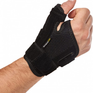 Orteza pentru incheietura mainii si degetul mare BraceUP, reglabil 13-23 cm, negru, nailon/poliester