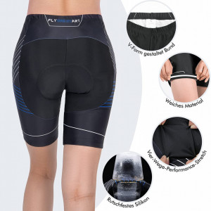 Pantaloni scurti de ciclism pentru dama Cycord, nailon/lycra, negru/albastru, marimea M