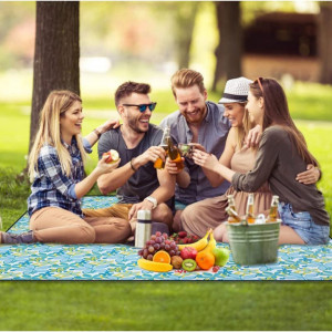 Patura pentru picnic Pomarks, PVC/tesatura Oxford, multicolor, 150 x 200 cm