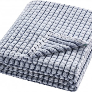 Patura Qucover, microfibra, alb/negru, 150 x 200 cm