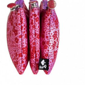 Penar cu 3 compartimente Busquets, roz, textil, 21 x 11 x 5 cm