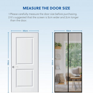 Plasa magnetica pentru insecte HOMFINE, poliester, negru, 110 x 220 cm